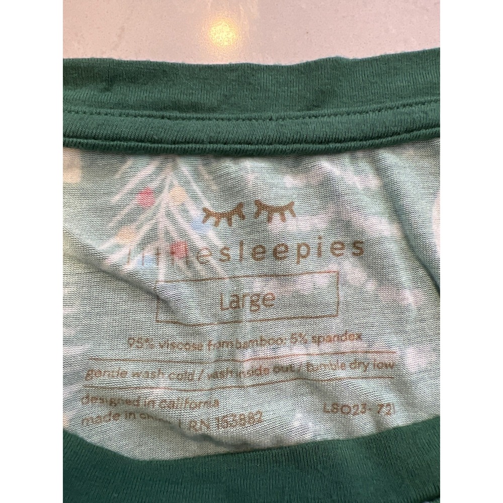 Little Sleepies Men's L Green Twinkling Trees Bamboo Pajama Set Christmas PJs - Picture 7 of 8